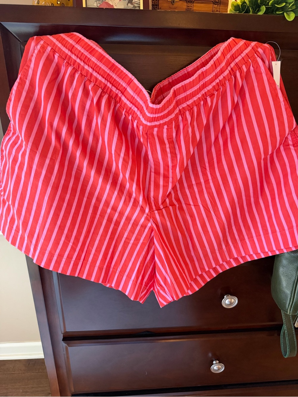GAP Red and Pink Striped Elastic Waist Shorts